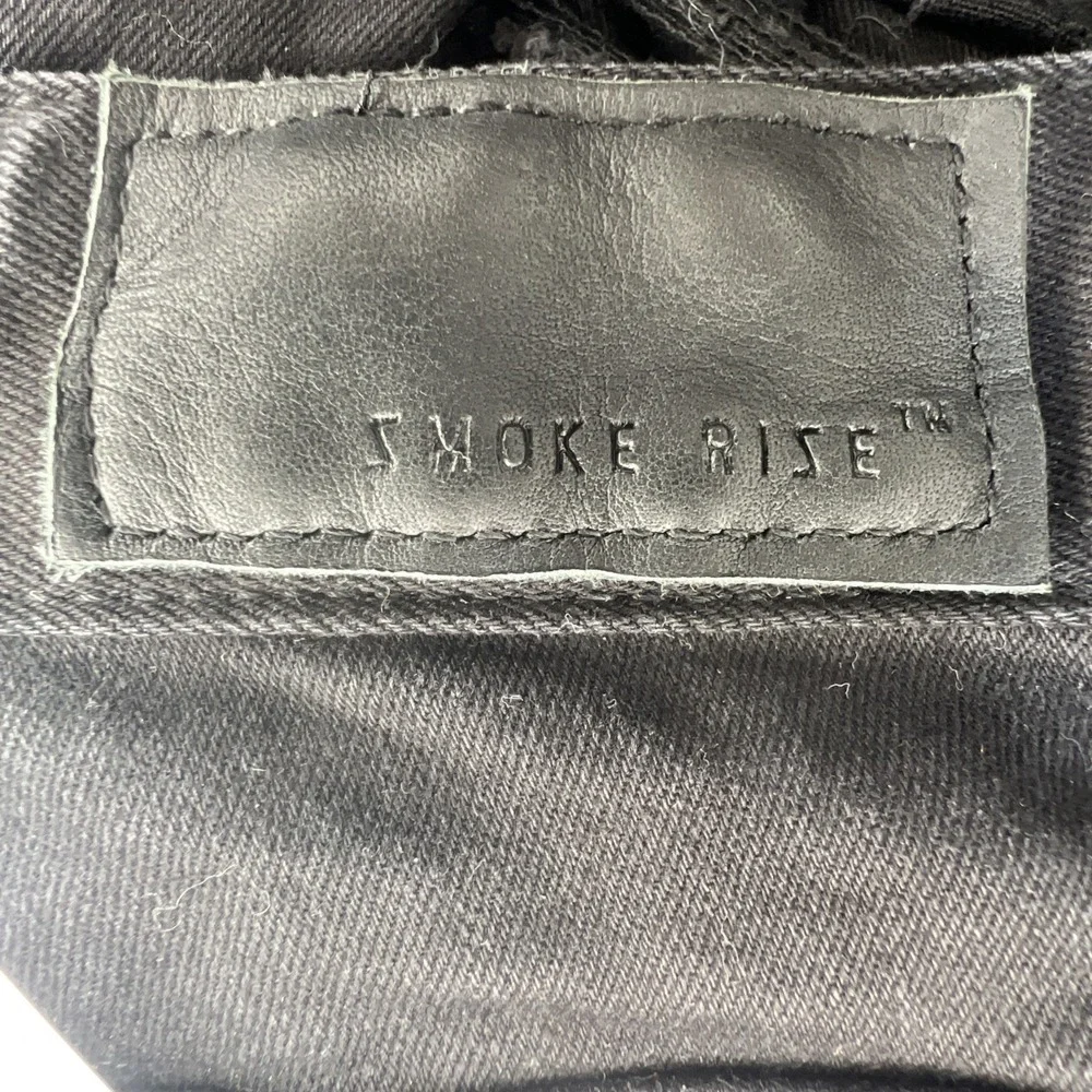 Smoke Rise Moto Biker Jeans Black Slash Zip Denim Men's 44x35 Stretch Streetwear